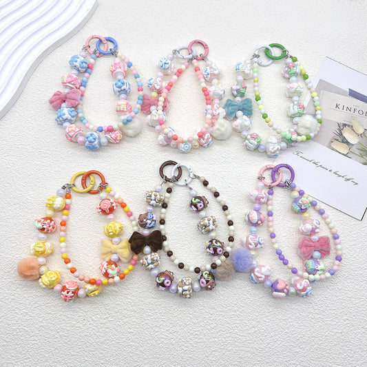 【D003】DIY Dopamine Double Circle Hand-Painted Bead Phone Chain（Pre-Sale)