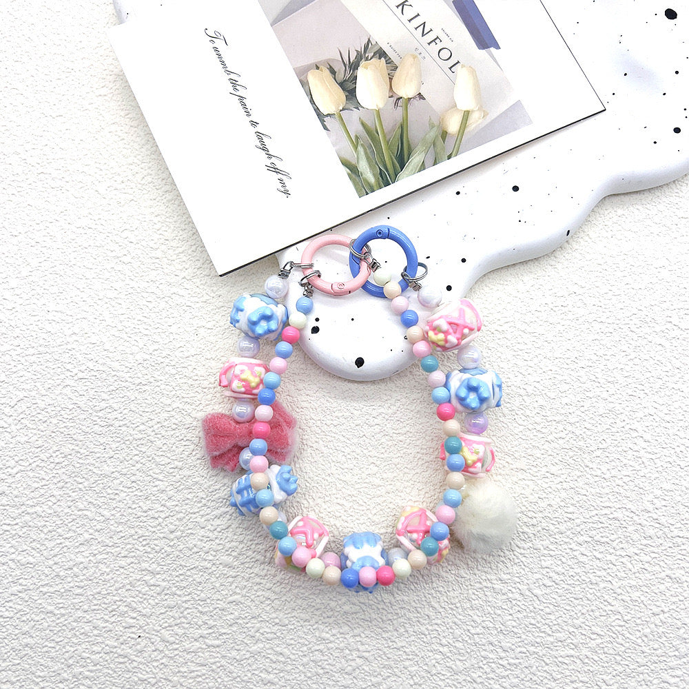 【D003】DIY Dopamine Double Circle Hand-Painted Bead Phone Chain（Pre-Sale)