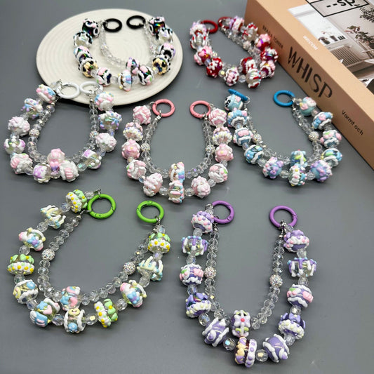 【D001】DIY Hand-Painted Bead Double Circle Phone Chain（Pre-Sale)