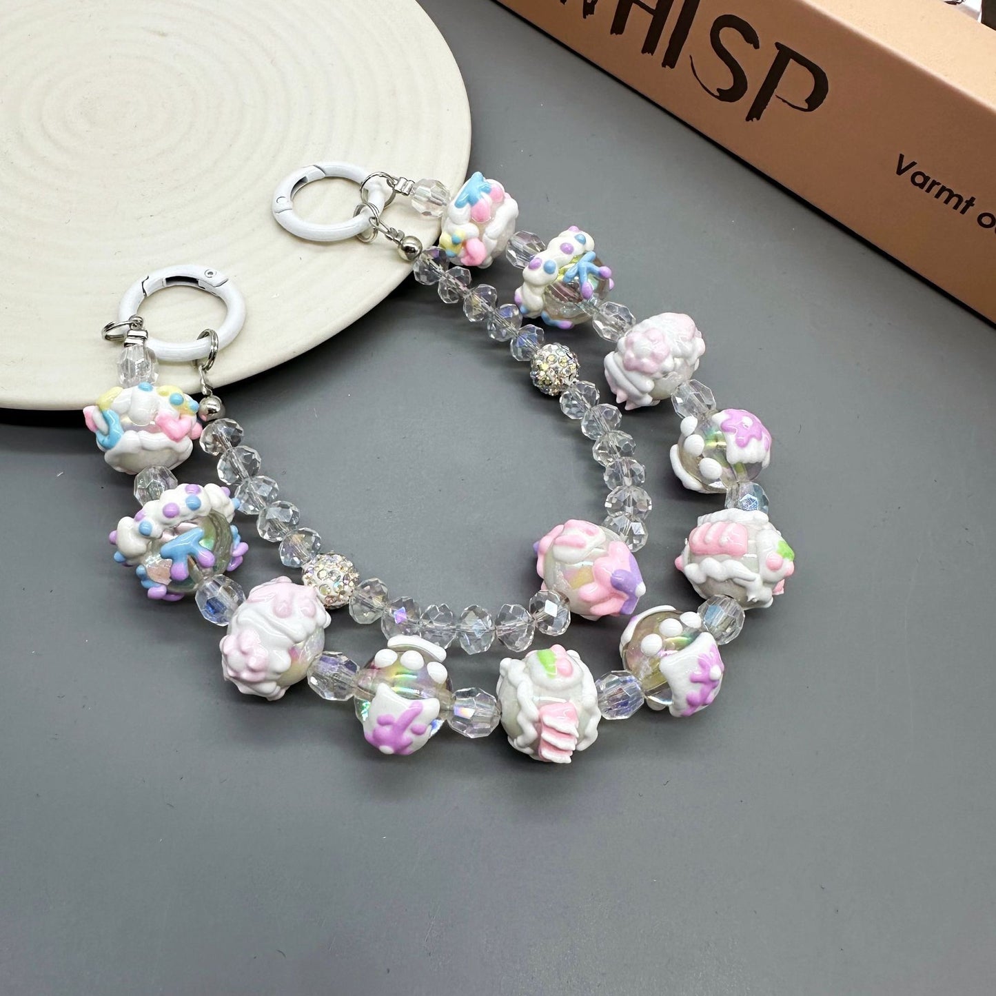 【D001】DIY Hand-Painted Bead Double Circle Phone Chain（Pre-Sale)